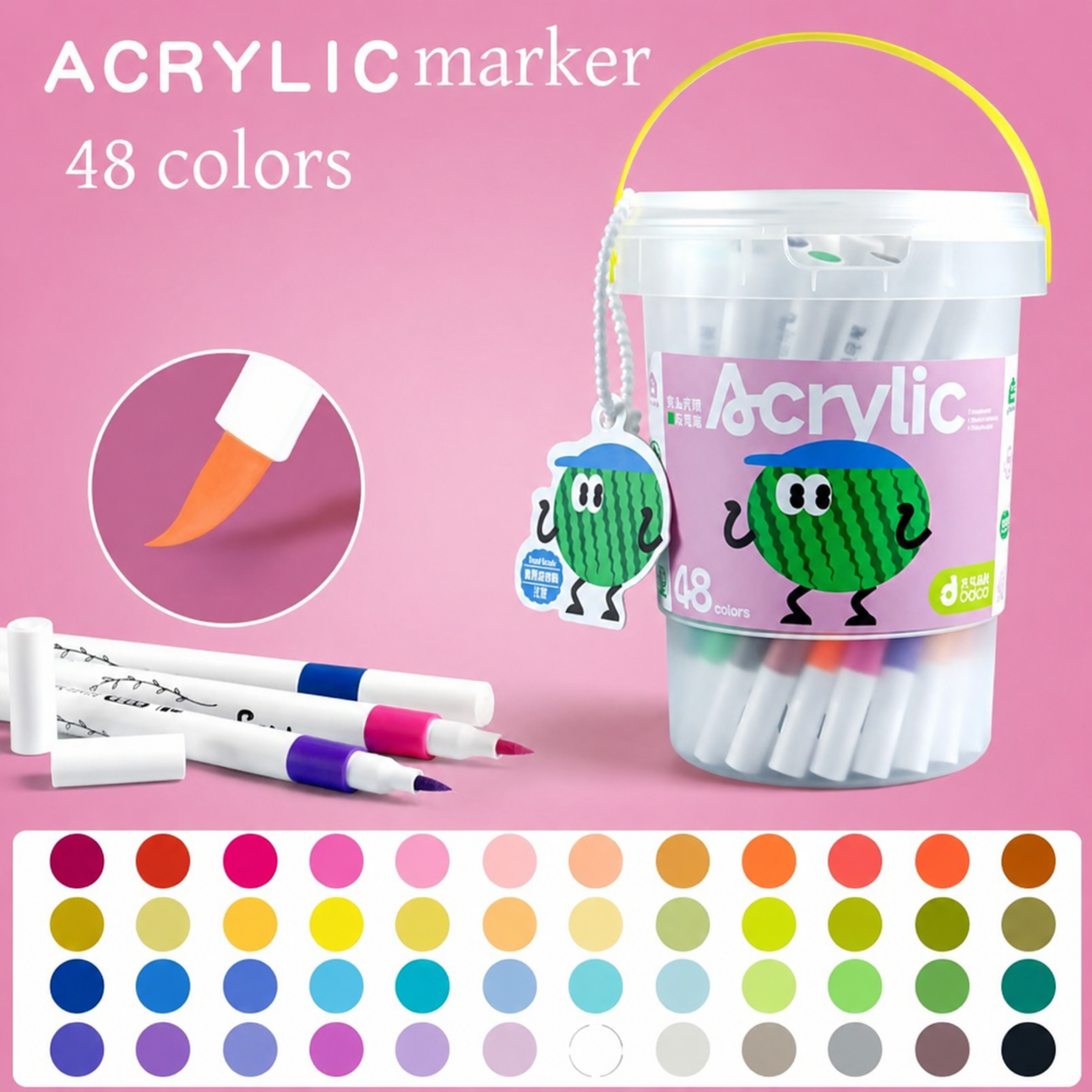 Acrylic Paint Markers | 48 Shades |Permanent Pens | Fine Tip Art Markers Set