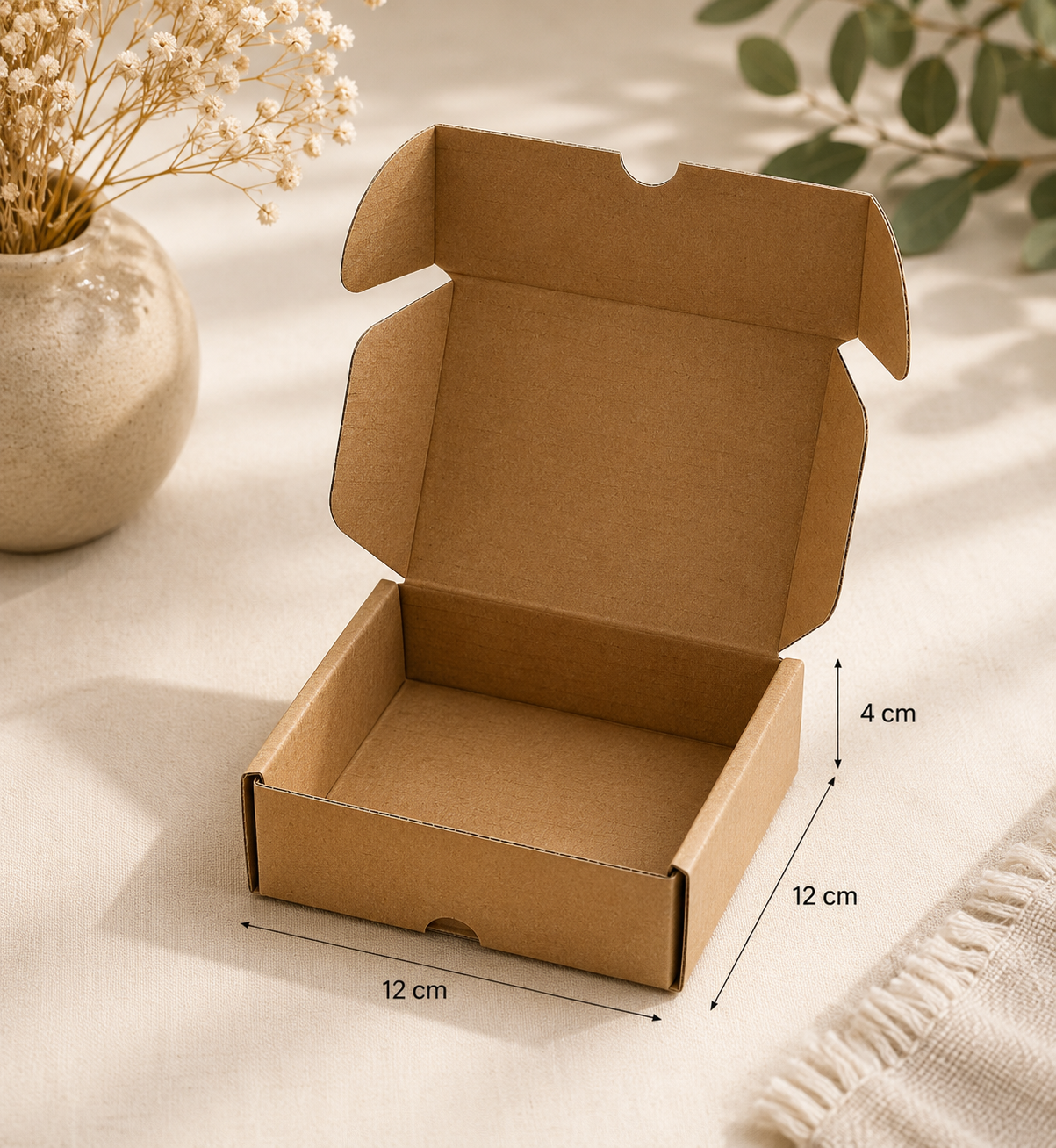 Premium Gift Box with Lid | 12 × 12 × 4 cm Corrugated Packaging Box | Multipurpose Box