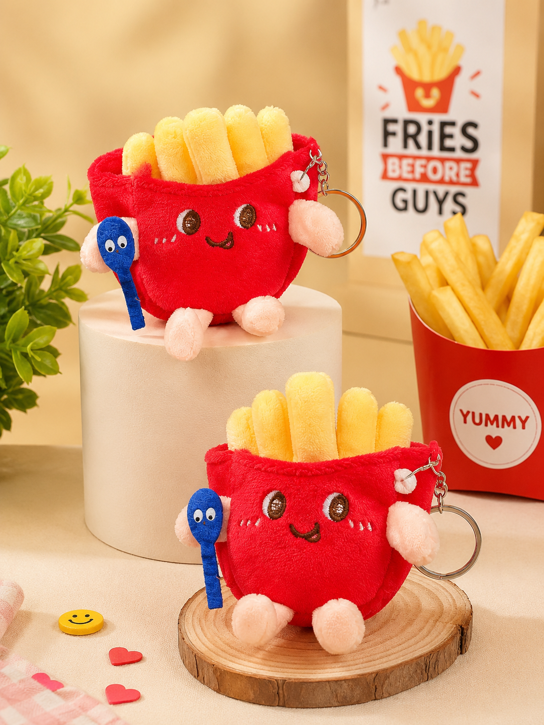 Cute Plush French Fries Keychain | Soft Stuffed Mini Toy Key Ring | Kawaii Bag Charm for Kids & Gifts