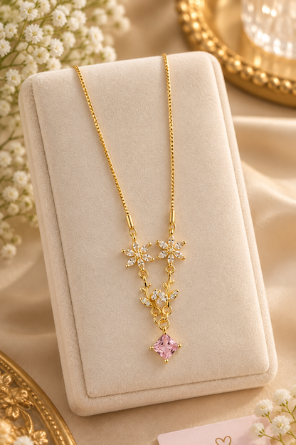 Elegance Gold-Finish Stone Y-Necklace