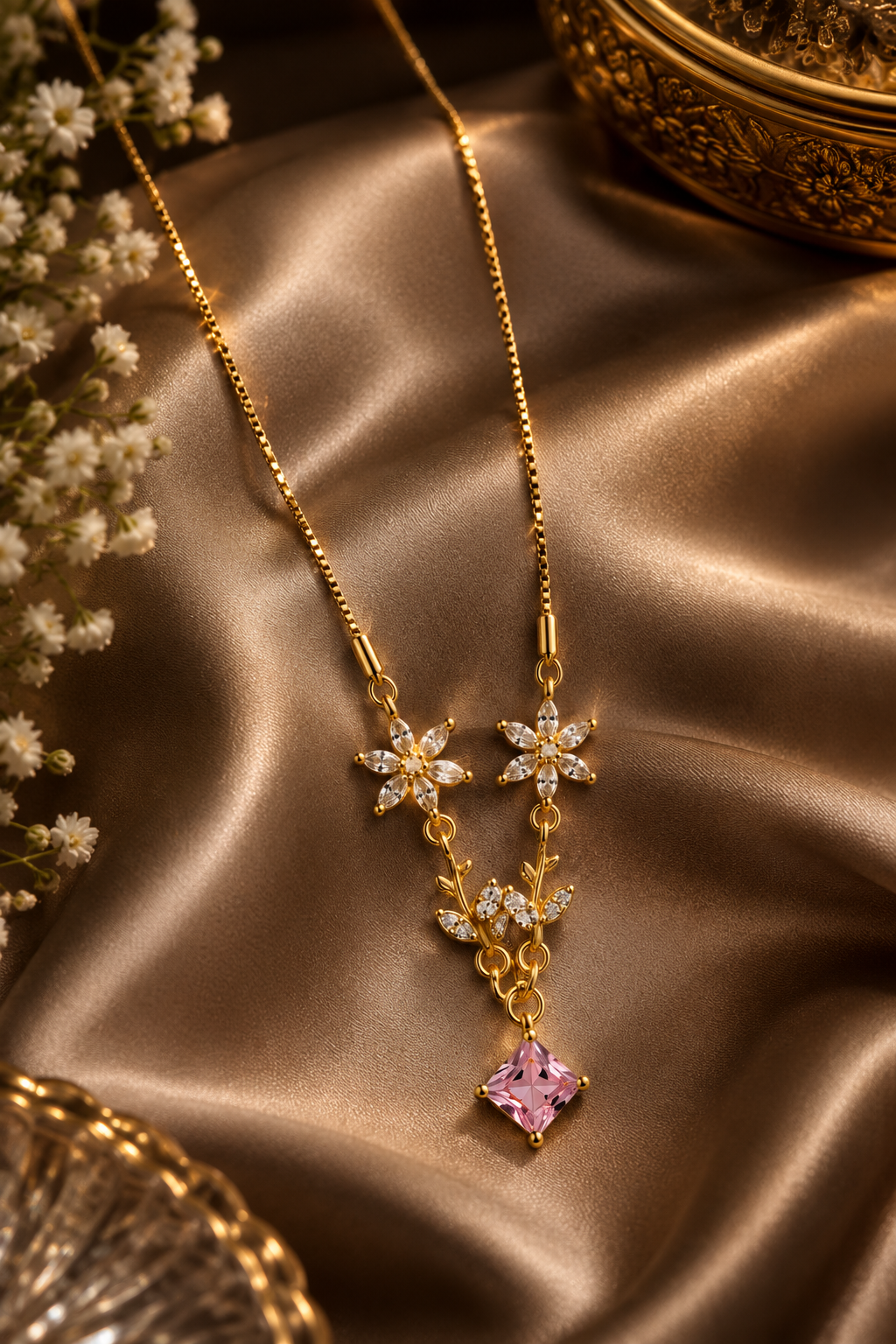 Elegance Gold-Finish Stone Y-Necklace