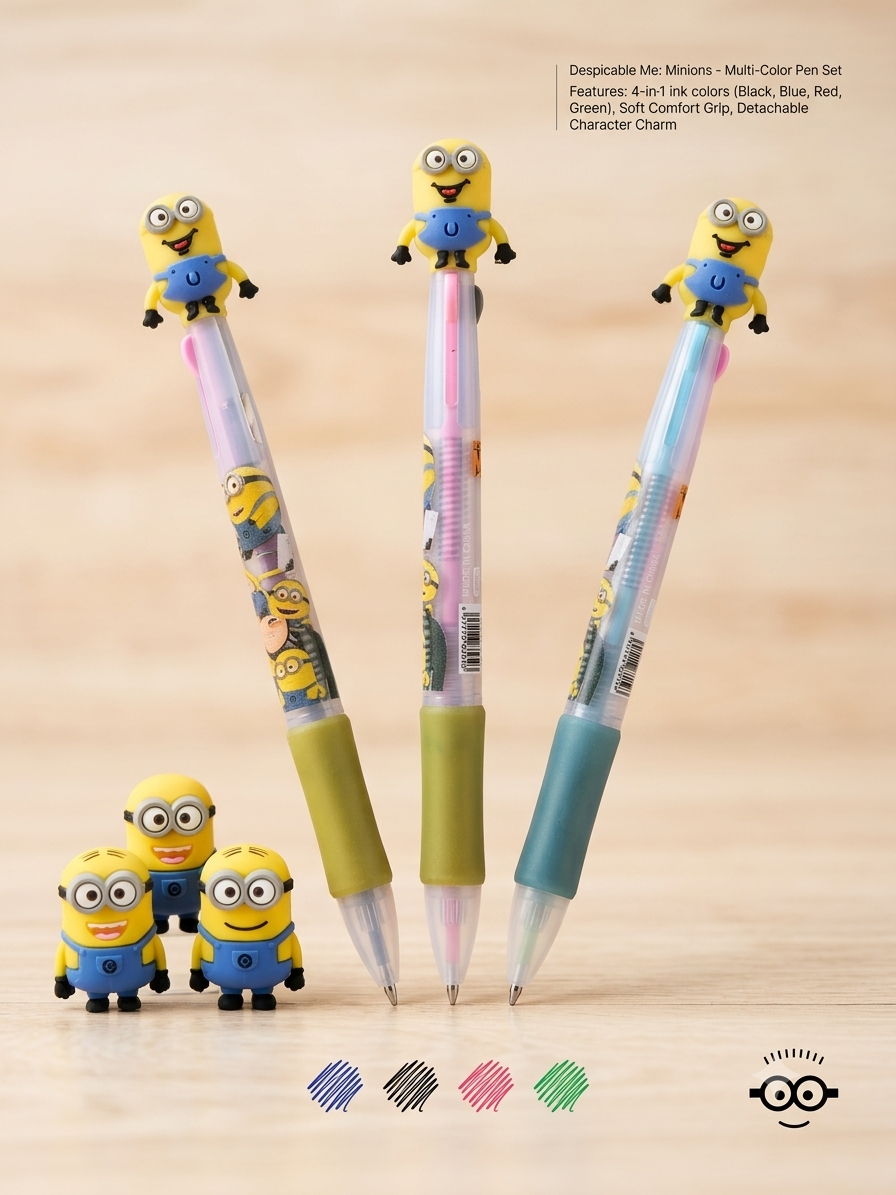 5-in-1  Multicolor Ballpoint Pens | Cartoon Minion | Colorful Ink Color Pen For Office School Supplies Office School Supply Space Christmas Birthday Gifts | Pack of any 1