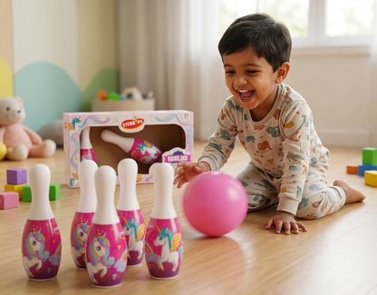 Bowling Play Set Toys | Unicorn Design Bowling Play Toy Set with 6 Bottles and 2 Ball Game for Kids | Indoor & Outdoor Sport Game for Kids