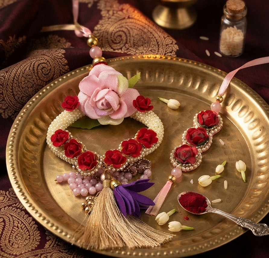 🌸 Elegant Rakhi & Lumba Set | Premium Bhai Bhabhi Rakhi | Raksha Bandhan Special