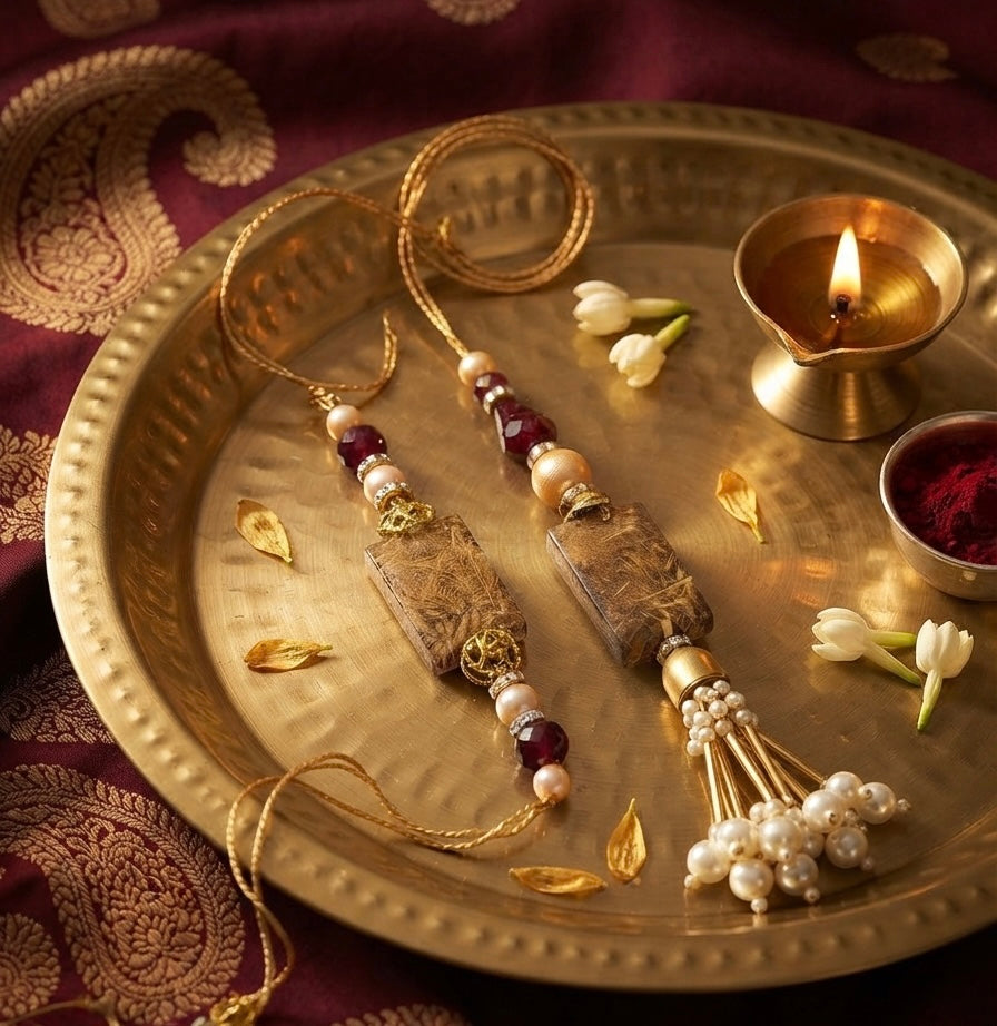 🌸 Elegant Rakhi & Lumba Set | Premium Bhai Bhabhi Rakhi | Raksha Bandhan Special