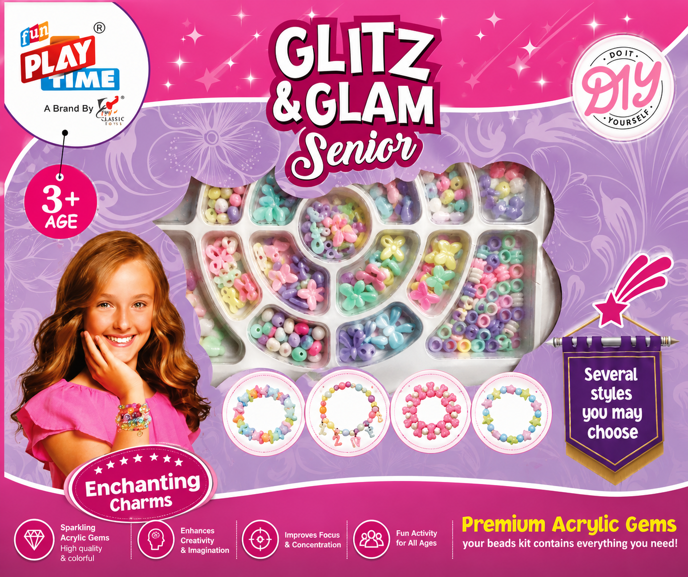 Jewellery Making Kit | Beads & Charms | DIY Craft & Necklace Bracelet Kit Keychain, Earrings | Gift for Girls