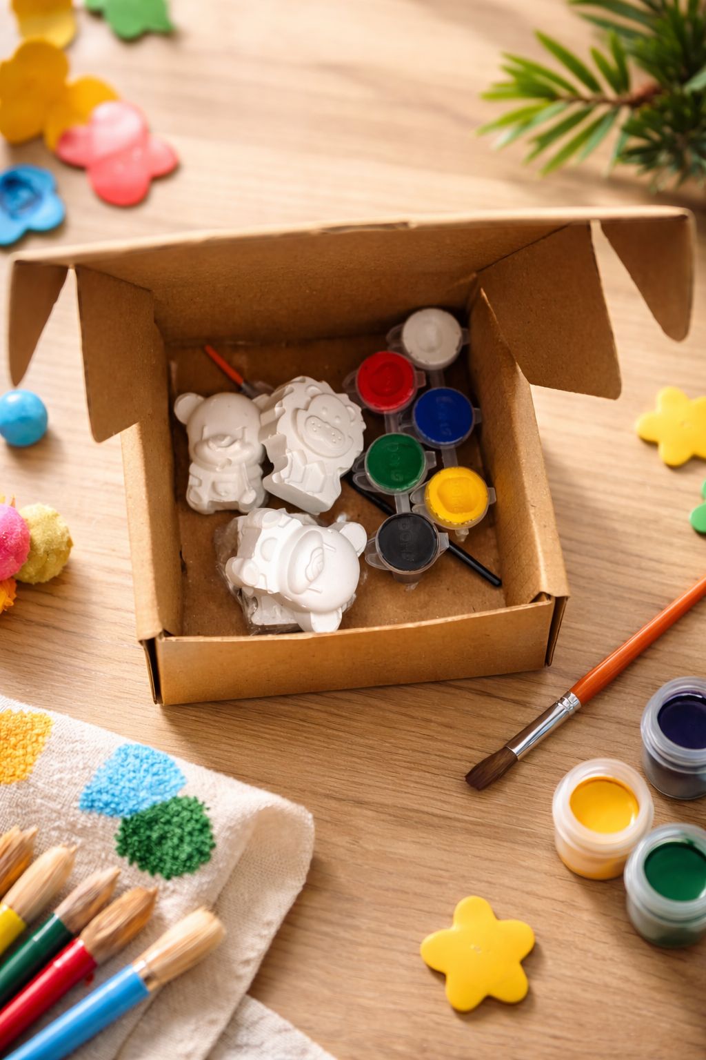 DIY POP Animal Painting Kit for Kids | 4 Cute Animal Shapes | 6 Paint Colours & 1 Brush | Creative Art & Craft Activity Set