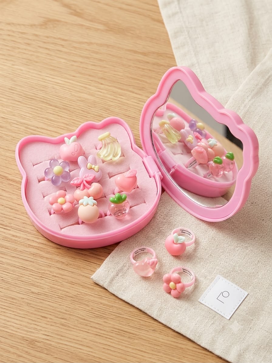 Adjustable Rings Set for Kids | Plastic | Cute Multi-Color Dress Up Rings for Kids, Toddlers & Party Favors | 1 Piece | Random design