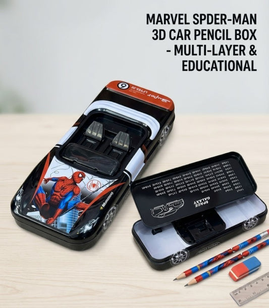 Metal Car Pencil Box for Kids | 3D Design | Double Layer Metal Pencil Case for Boys/Pencil | Students School Supplies | Stationery Set Organizer for Kids