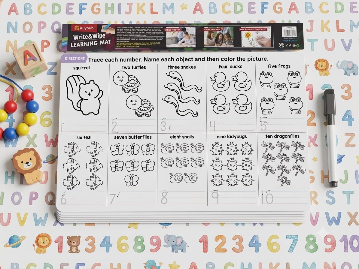 Write and Wipe | Erasable with Cloth | Reusable Sheets | Front and Back | Colourful Attractive for Kids Revision and Activities