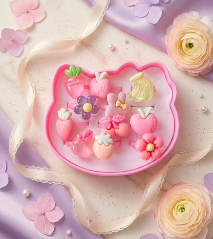 Adjustable Rings Set for Kids | Plastic | Cute Multi-Color Dress Up Rings for Kids, Toddlers & Party Favors | 1 Piece | Random design