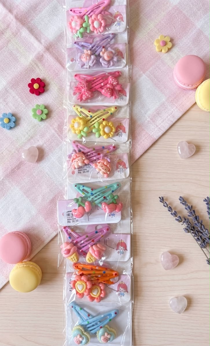 Cute Hair tic tac Clips for Girls | Cartoon | Animals | Rainbow Design | Decorative Tic Tac Pins for girls | 1 PAIR OF RANDOM PIN