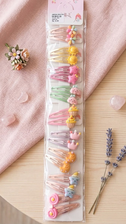 Cute Hair tic tac Clips for Girls | Cartoon | Animals | Rainbow Design | Decorative Tic Tac Pins for girls | 1 PAIR OF RANDOM PIN