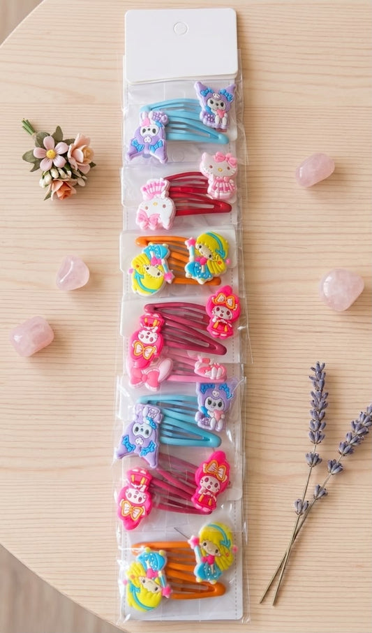 Cute Hair tic tac Clips for Girls | Cartoon | Animals | Rainbow Design | Decorative Tic Tac Pins for girls | 1 PAIR OF RANDOM PIN