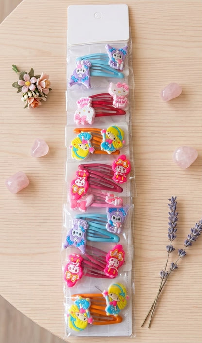 Cute Hair tic tac Clips for Girls | Cartoon | Animals | Rainbow Design | Decorative Tic Tac Pins for girls | 1 PAIR OF RANDOM PIN