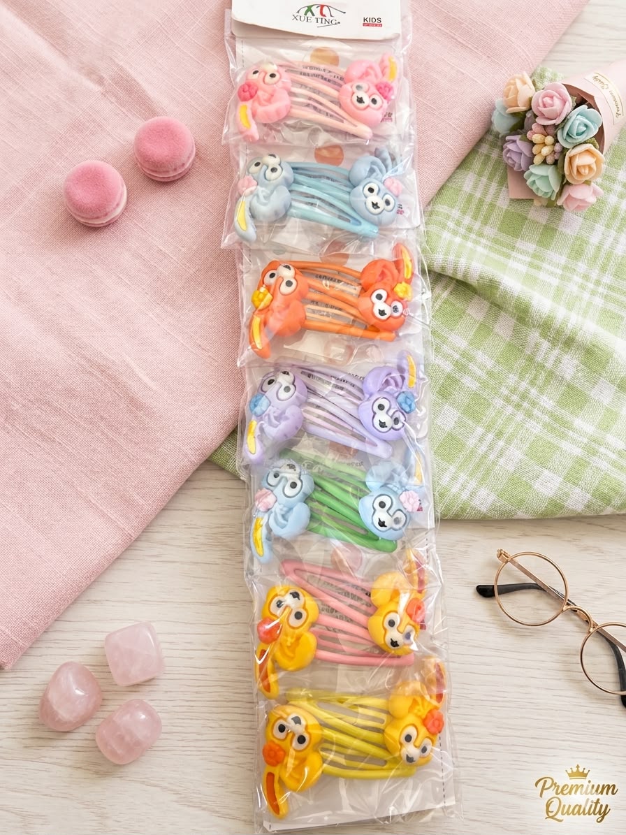 Cute Hair tic tac Clips for Girls | Cartoon | Animals | Rainbow Design | Decorative Tic Tac Pins for girls | 1 PAIR OF RANDOM PIN