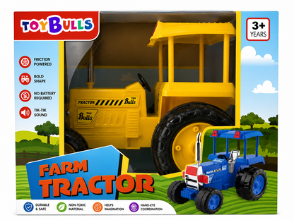 Friction Powered | Farm Tractor Toy for Kids Toddlers Boys Girls | Pull Back | Medium Tractor Engine Vehicle Toy | Blue Agriculture Tractor Toy Age 3+ | BIS Certified