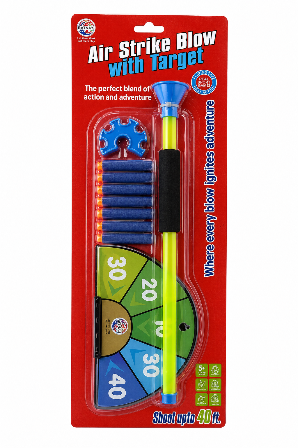 Air Strike Blow with Target for Kids | Board | Blower | Soft Bullets