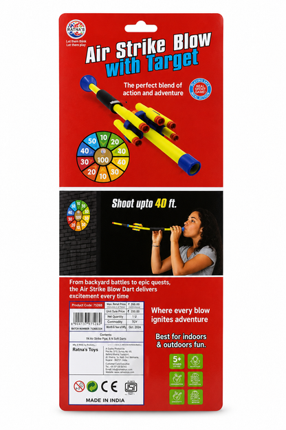 Air Strike Blow with Target for Kids | Board | Blower | Soft Bullets