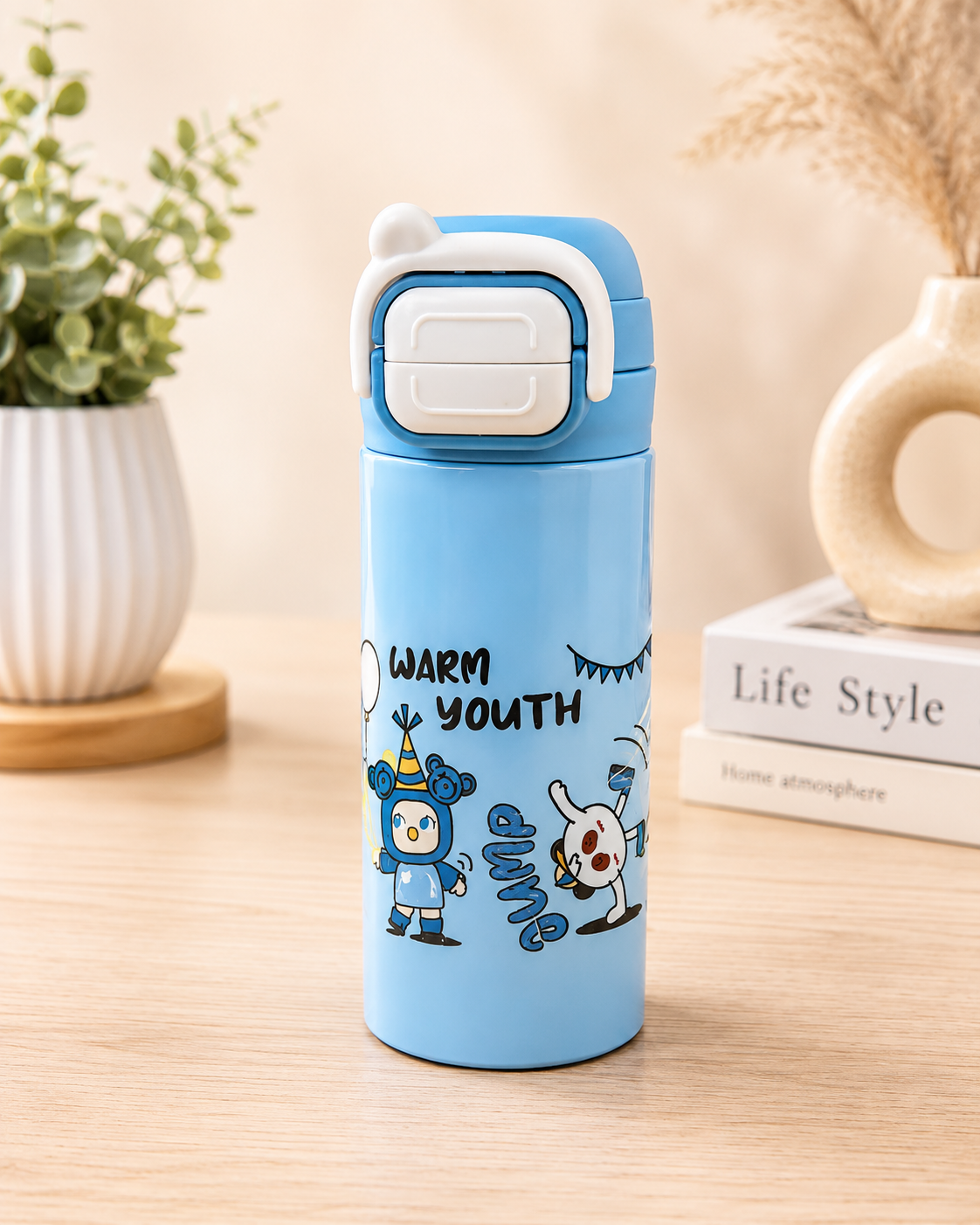 Kids Stainless Steel | Insulated Water Bottle with Straw | Sipper Flask | Leak Resistant | School Travel Sports Drink Bottle for Boys & Girls