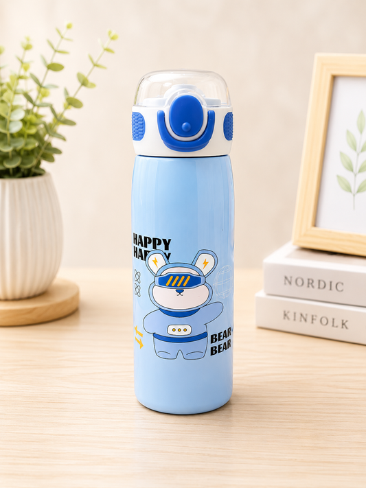 Kids Stainless Steel | Insulated Water Bottle with Straw | Sipper Flask | Leak Resistant | School Travel Sports Drink Bottle for Boys & Girls