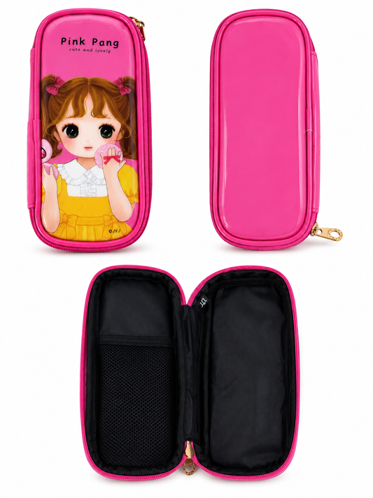 Pink Pang "Cute and Lovely" Glossy Stationery Pencil Case