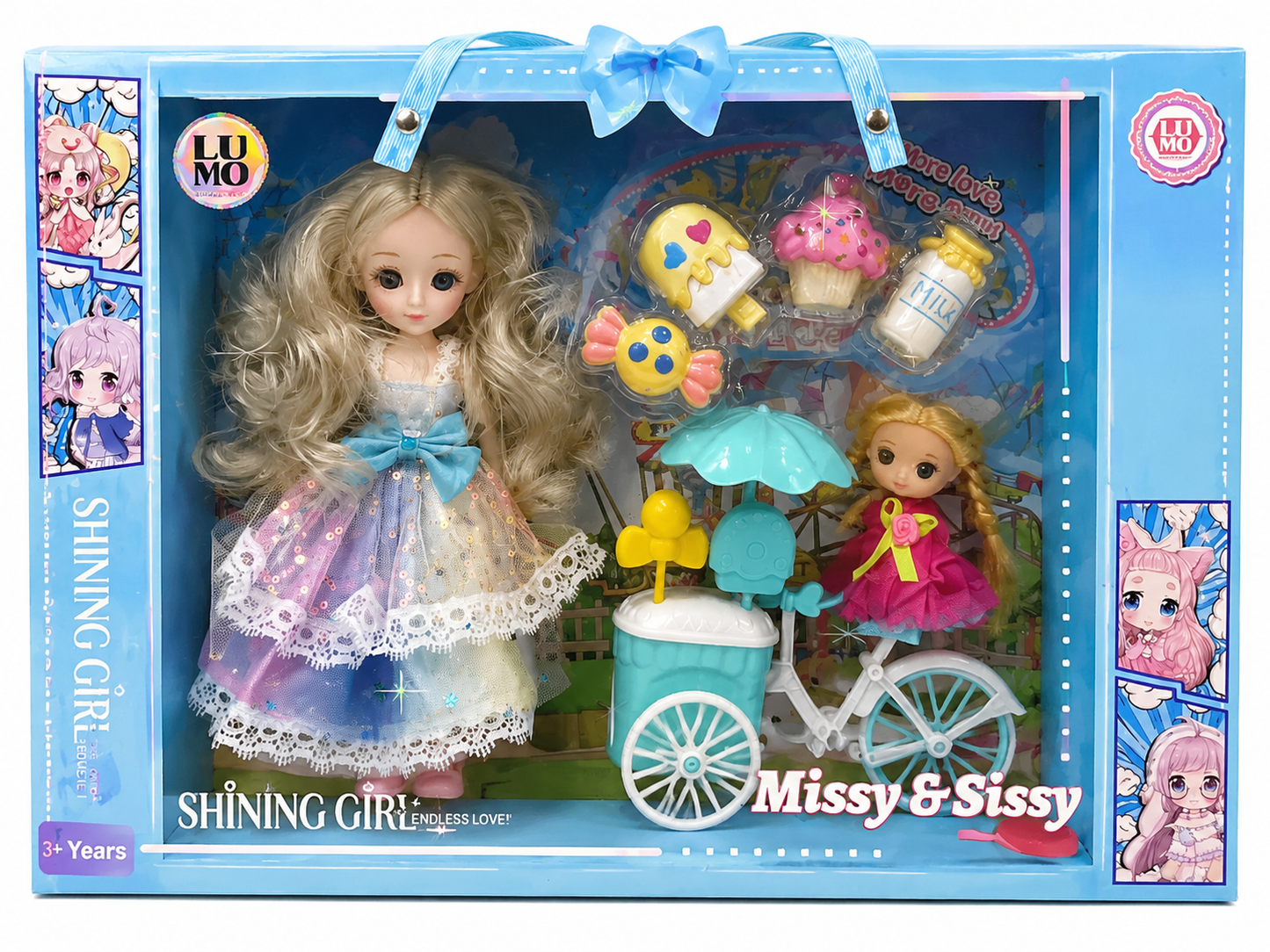 Missy & Sissy Cute Dolls with Dress | Shoes | Ice-Cream Cart Accessories | Doll for Girls | Realistic Dolls