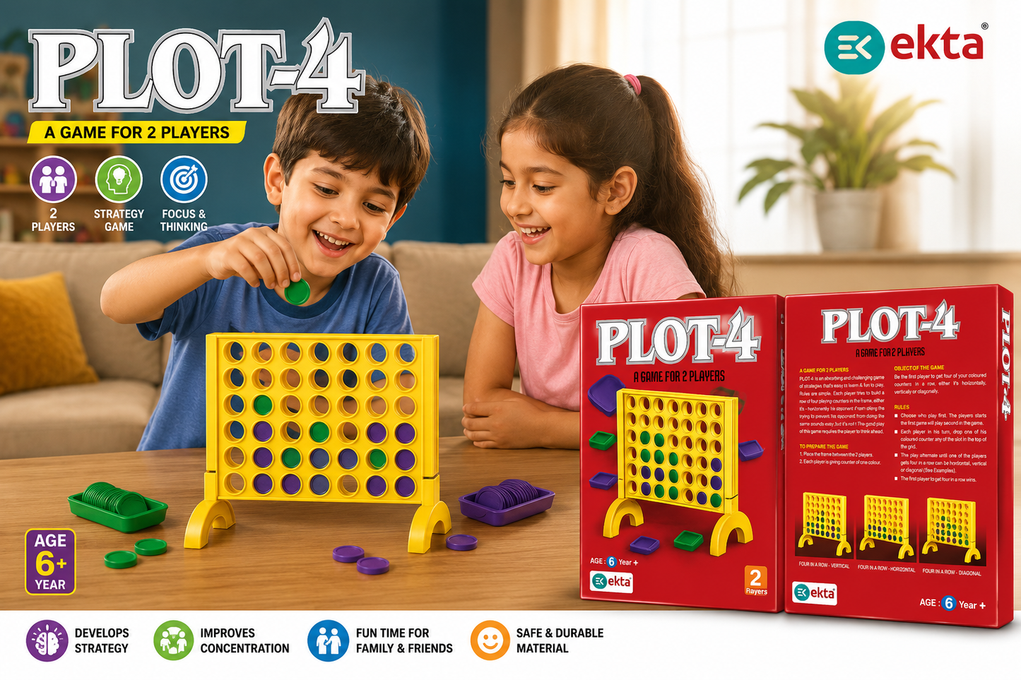Plot-4 Board Game |Disc Dropping Game for Kids | Strategy Game