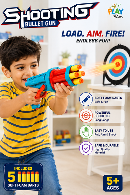 Foam Dart Blaster Gun for Kids – Soft Bullet Toy Gun with Foam Darts | Safe Shooting Toy Pistol for Boys & Girls