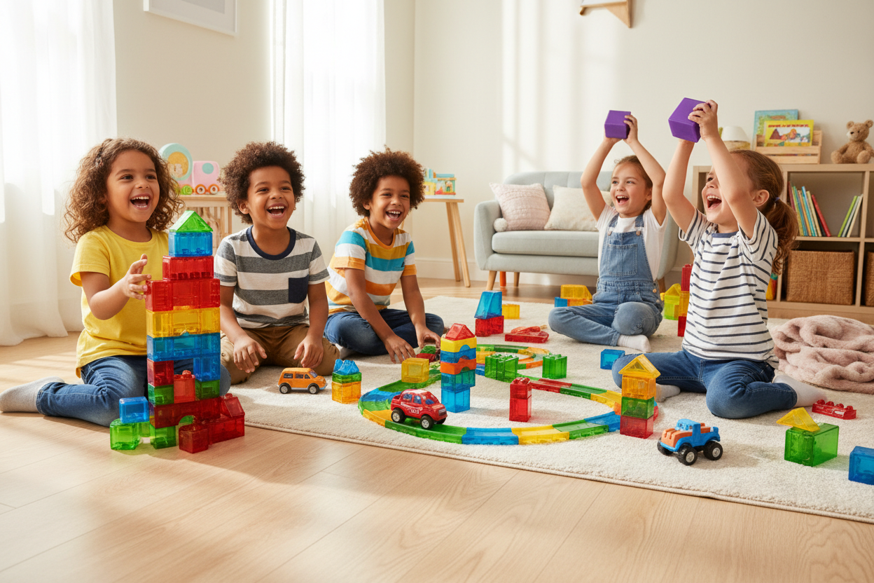 Kids with building blocks
