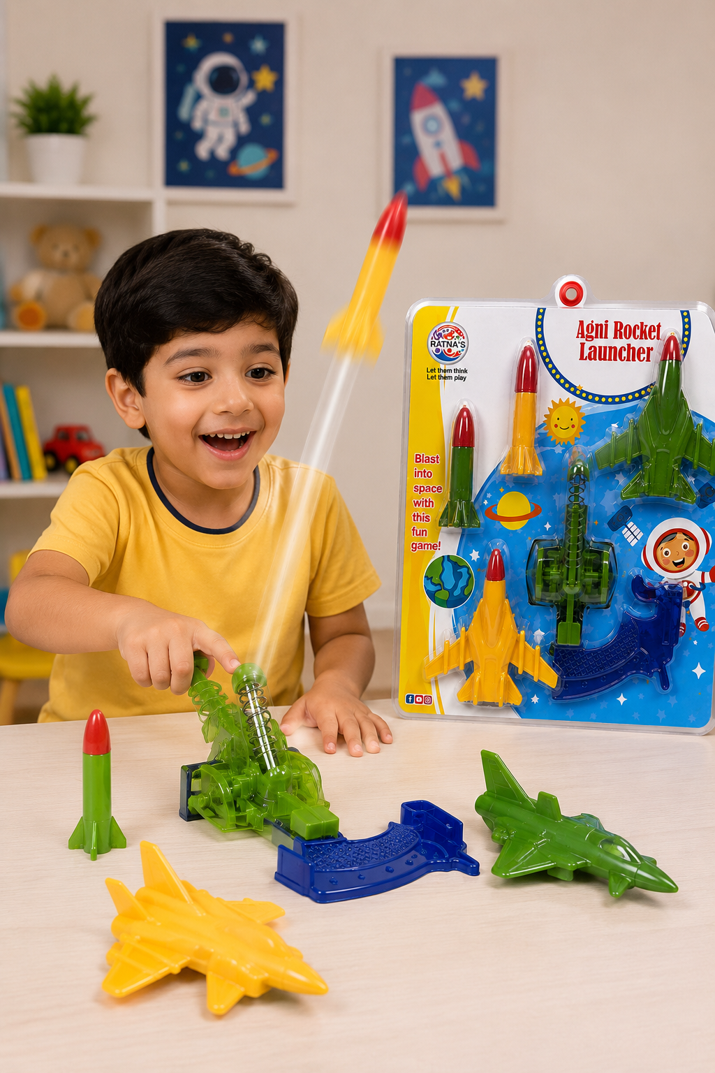 Little Rocket Launcher Toy with 2 Foam Rockets