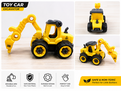 Bulldozer Construction Vehicle Toy | Realistic JCB Toy with Movable Parts | Friction Powered Push & Go Truck for Kids | Yellow